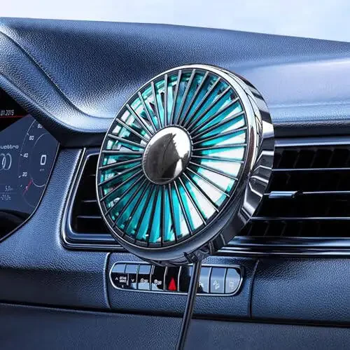 DICMKY Usb Car Vent Fan for Air Vents Mounted with Colorful Light, 360° Rotatable Clip Fans That Blow Cold Air, Small Cooler Mini Fan Silent, Air Vent Booster for Vehicle, Van, Truck, Suv, Rv - 1