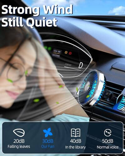 DICMKY Usb Car Vent Fan for Air Vents Mounted with Colorful Light, 360° Rotatable Clip Fans That Blow Cold Air, Small Cooler Mini Fan Silent, Air Vent Booster for Vehicle, Van, Truck, Suv, Rv - 4