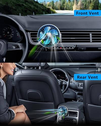 DICMKY Usb Car Vent Fan for Air Vents Mounted with Colorful Light, 360° Rotatable Clip Fans That Blow Cold Air, Small Cooler Mini Fan Silent, Air Vent Booster for Vehicle, Van, Truck, Suv, Rv - 6