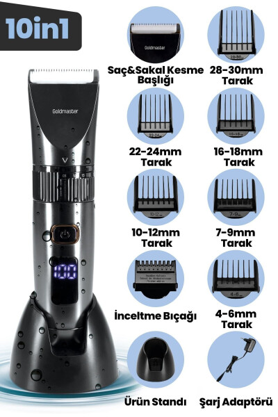 Diego Gm9103 10in1 Islak Kuru Şarjlı Saç Kesme Makinesi - SİYAH - 25