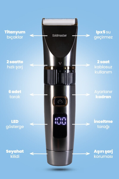 Diego Gm9103 10in1 Islak Kuru Şarjlı Saç Kesme Makinesi - SİYAH - 29