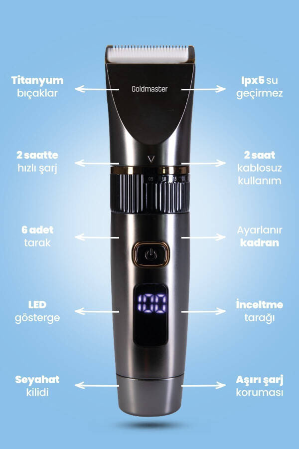 Diego Gm9103 10in1 Islak Kuru Şarjlı Saç Kesme Makinesi - SİYAH - 21