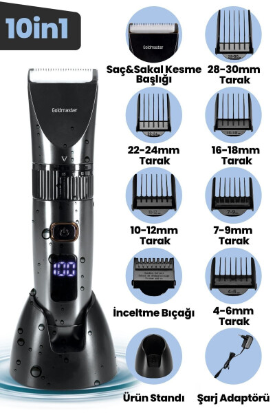 Diego Gm9103 10in1 Islak Kuru Şarjlı Saç Kesme Makinesi - SİYAH - 9