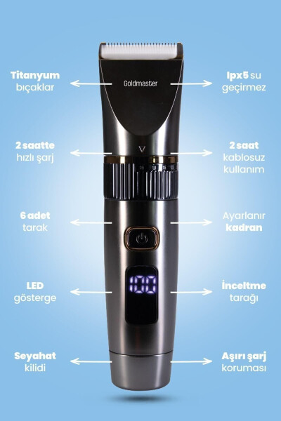 Diego Gm9103 10in1 Islak Kuru Şarjlı Saç Kesme Makinesi - SİYAH - 5