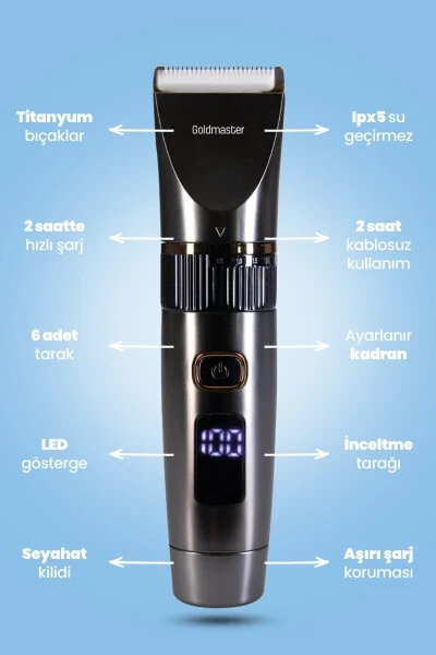 Diego Gm9103 10in1 Islak Kuru Şarjlı Saç Kesme Makinesi - 21