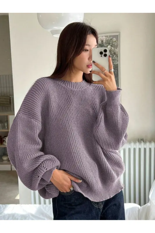 Dier Fashion Women's Oversize Sweater - Lilac - 2