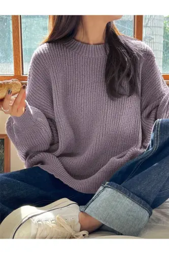Dier Fashion Women's Oversize Sweater - Lilac - 3