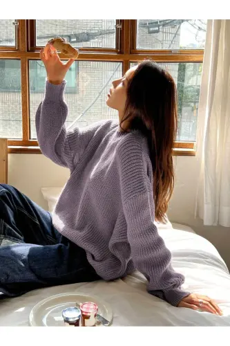 Dier Fashion Women's Oversize Sweater - Lilac - 4