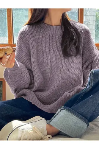 Dier Fashion Women's Oversize Sweater - Lilac - 5