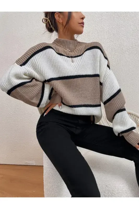 Dier Fashion Women's Striped Oversize Sweater-Vision - 5