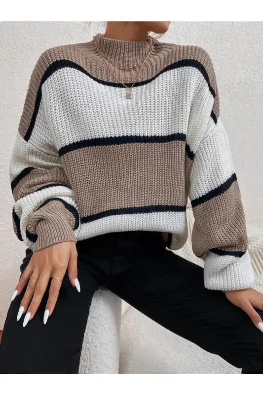 Dier Fashion Women's Striped Oversize Sweater-Vision - 6