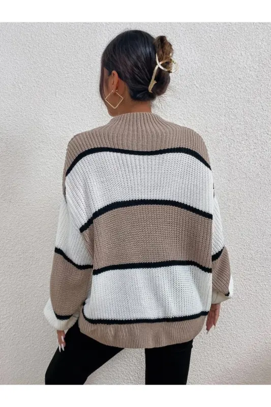 Dier Fashion Women's Striped Oversize Sweater-Vision - 2