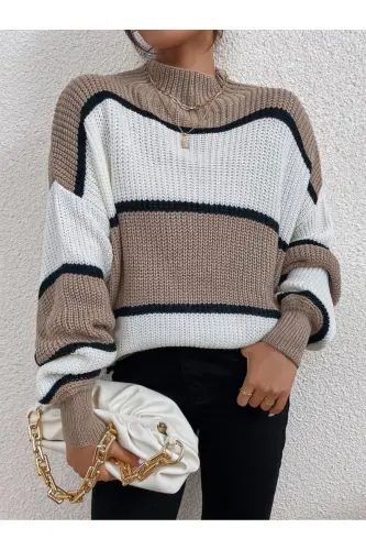 Dier Fashion Women's Striped Oversize Sweater-Vision - 3