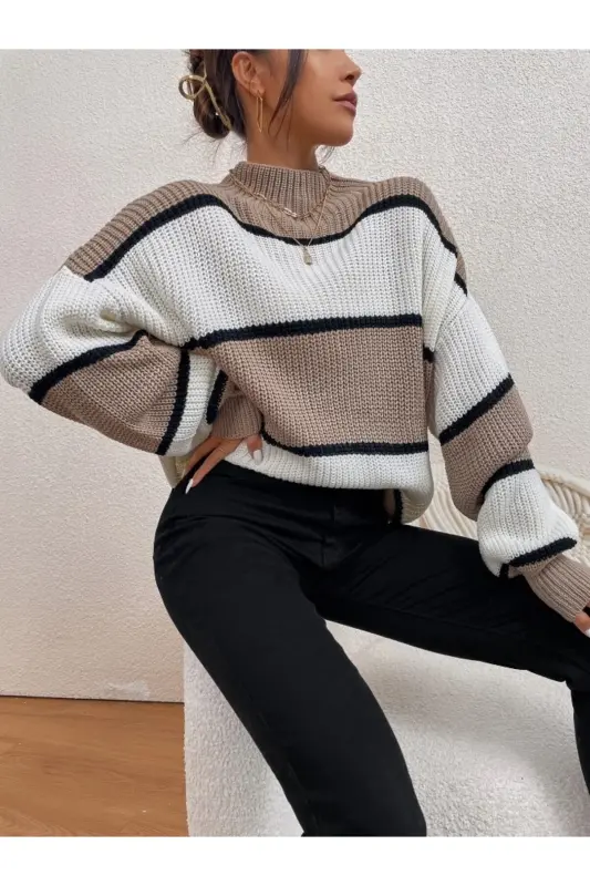 Dier Moda Ayollar Chiziqli Katta O'lchamli Jumper - Vizyon - 5