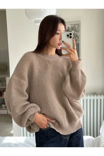 Dier Moda Ayollar Katta O'lchamli Jumper - Bej - DIER MODA (1)