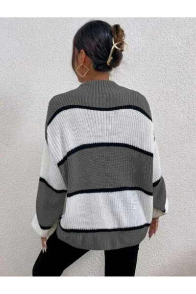 Dier Moda Women's Striped Oversized Sweater - 5