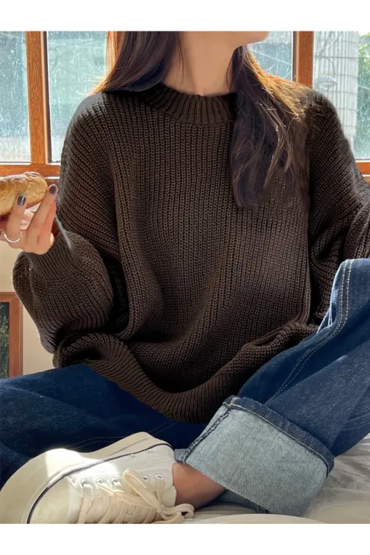 Dier Moda Женский свитер оверсайз - Кофе - 2