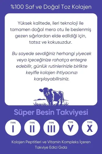 Диетическая добавка с 100% чистым и натуральным высоко биоактивным коллагеновым пептидом. На 30 дней. - GENEL MARKALAR (1)