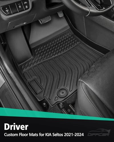 DiffCar® for KIA Seltos Floor Mats & Cargo Liner 2024 2023 2022 2021 | All-Weather Custom Fit Car Accessories for Seltos Interior Protection | TPE Floor Trunk Mats Set (Not for Seltos SX Turbo Model - 7