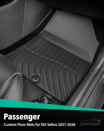 DiffCar® for KIA Seltos Floor Mats & Cargo Liner 2024 2023 2022 2021 | All-Weather Custom Fit Car Accessories for Seltos Interior Protection | TPE Floor Trunk Mats Set (Not for Seltos SX Turbo Model - 5