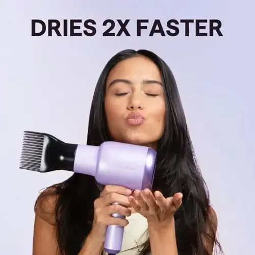 Wavytalk Blow Dryer with Diffuser, Blown Away Ionic Hair Dryer for Curly Hair with Comb, 1875W Fast Drying Blow Dryer with Ceramic Technology, 3 AttacModazoneents for All Hair Types, Light and Quiet, Purple - 3