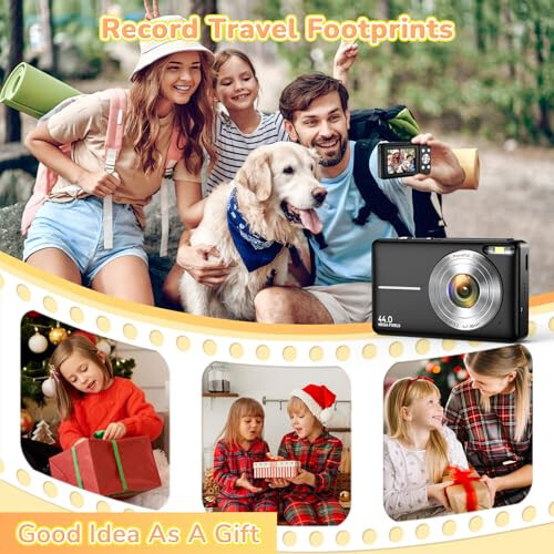 Digital Camera, 2024 Upgraded 1080P 44MP Digital Cameras for Kids, Digital Point and Shoot Camera with 16X Zoom, 32GB SD Card, Time Stamp, Compact Small Travel Camera for Boys Girls Teens, Black - 5