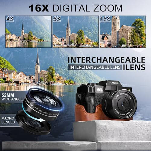 Digital Camera, 48MP Cameras for Photography with WiFi & App Control, 4K Vlogging Camera for YouTube with Bag, Compact Camera, Perfect for Entry-Level Users and Beginners with Macro&Wide Lens-32GB Card - 2