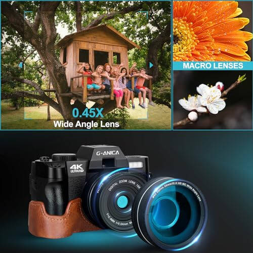 Digital Camera, 48MP Cameras for Photography with WiFi & App Control, 4K Vlogging Camera for YouTube with Bag, Compact Camera, Perfect for Entry-Level Users and Beginners with Macro&Wide Lens-32GB Card - 4