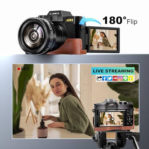 Digital Camera, 48MP Cameras for Photography with WiFi & App Control, 4K Vlogging Camera for YouTube with Bag, Compact Camera, Perfect for Entry-Level Users and Beginners with Macro&Wide Lens-32GB Card - 6