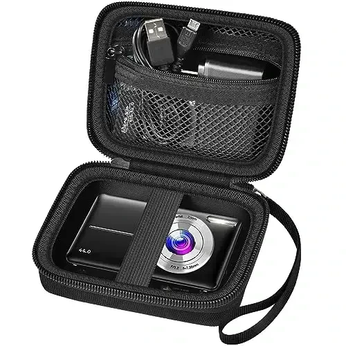 Digital Camera Case Compatible with VAHOIALD FHD 1080P/ for CAMKORY Digital Point and Shoot/for KODAK PIXPRO FZ45-BK 16MP Vlogging/for IWEUKJLO/for Nsoela, Holder for SD Card More- Black (Box Only) - 1