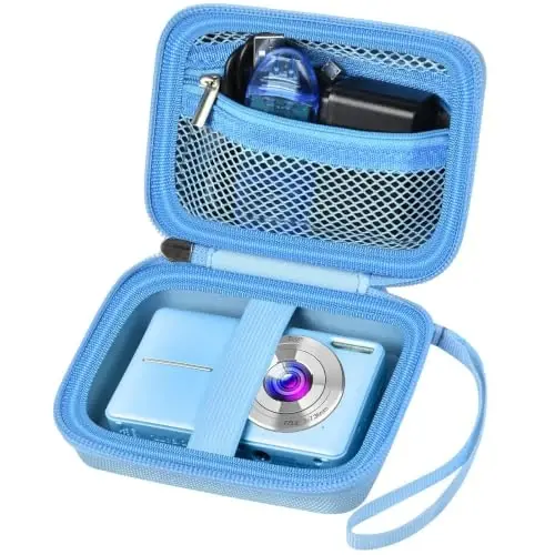Digital Camera Case Compatible with VAHOIALD FHD 1080P/ for CAMKORY Digital Point and Shoot/for KODAK PIXPRO FZ45-BK 16MP Vlogging/for IWEUKJLO/for Nsoela, Holder for SD Card More- Blue (Box Only) 