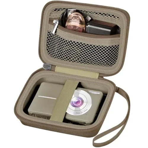 Digital Camera Case Compatible with VAHOIALD FHD 1080P/ for CAMKORY Digital Point and Shoot/for KODAK PIXPRO FZ45-BK 16MP Vlogging/for IWEUKJLO/for Nsoela, Holder for SD Card More- Brown (Box Only) - ALKOO