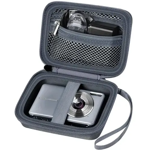 Digital Camera Case Compatible with VAHOIALD FHD 1080P/ for CAMKORY Digital Point and Shoot/for KODAK PIXPRO FZ45-BK 16MP Vlogging/for IWEUKJLO/for Nsoela, Holder for SD Card More- Grey (Box Only) - 1