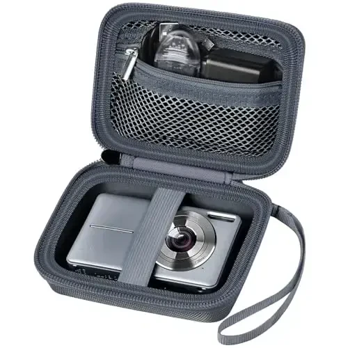 Digital Camera Case Compatible with VAHOIALD FHD 1080P/ for CAMKORY Digital Point and Shoot/for KODAK PIXPRO FZ45-BK 16MP Vlogging/for IWEUKJLO/for Nsoela, Holder for SD Card More- Grey (Box Only) - MODAZONE