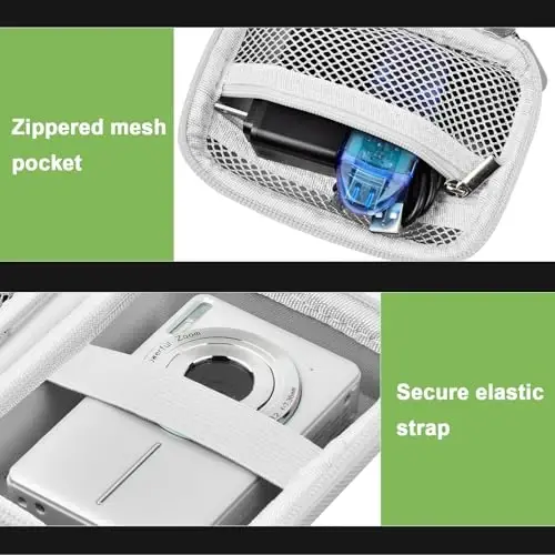 Digital Camera Case Compatible with VAHOIALD FHD 1080P/ for CAMKORY Digital Point and Shoot/for KODAK PIXPRO FZ45-BK 16MP Vlogging/for IWEUKJLO/for Nsoela, Holder for SD Card More- Light Gray - 6