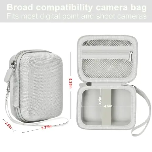 Digital Camera Case Compatible with VAHOIALD FHD 1080P/ for CAMKORY Digital Point and Shoot/for KODAK PIXPRO FZ45-BK 16MP Vlogging/for IWEUKJLO/for Nsoela, Holder for SD Card More- Light Gray - 3