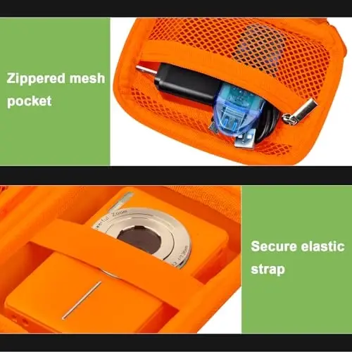 Digital Camera Case Compatible with VAHOIALD FHD 1080P/ for CAMKORY Digital Point and Shoot/for KODAK PIXPRO FZ45-BK 16MP Vlogging/for IWEUKJLO/for Nsoela, Holder for SD Card More- Orange (Box Only) - 6