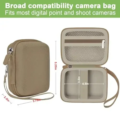 Digital Camera Case VAHOIALD FHD 1080P/ CAMKORY Digital Point and Shoot/KODAK PIXPRO FZ45-BK 16MP Vlogging/IWEUKJLO/Nsoela bilan mos keladi, SD karta uchun ushlagich ko'proq - jigarrang (faqat quti) - 3