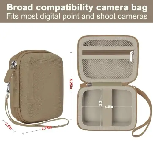 Digital Camera Case VAHOIALD FHD 1080P/ CAMKORY Digital Point and Shoot/KODAK PIXPRO FZ45-BK 16MP Vlogging/IWEUKJLO/Nsoela bilan mos keladi, SD karta uchun ushlagich ko'proq - jigarrang (faqat quti) - 3