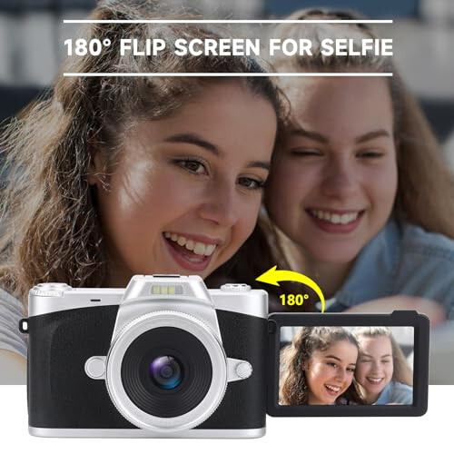 Digital Camera with 3'' Flip Screen 16X Digital Zoom Compact Point and Shoot Camera for Kids, Beginners, 4K Vlogging Camera with 2 Batteries - 2