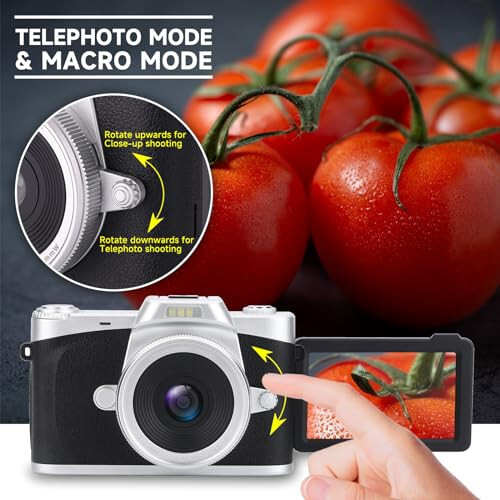 Digital Camera with 3'' Flip Screen 16X Digital Zoom Compact Point and Shoot Camera for Kids, Beginners, 4K Vlogging Camera with 2 Batteries - 5