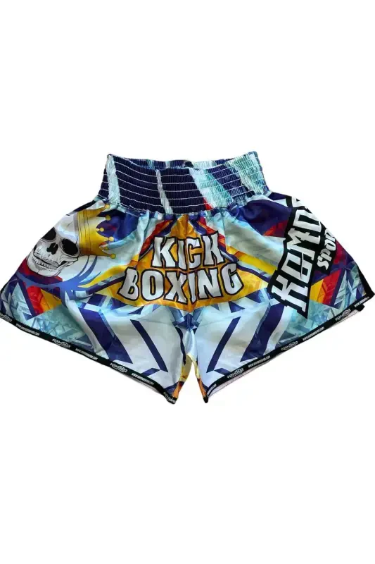 DIGITAL CUSTOM DESIGN KICK BOXING SHORTS-NAVY BLUE - 1