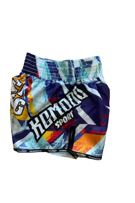 DIGITAL CUSTOM DESIGN KICK BOXING SHORTS-NAVY BLUE - 2