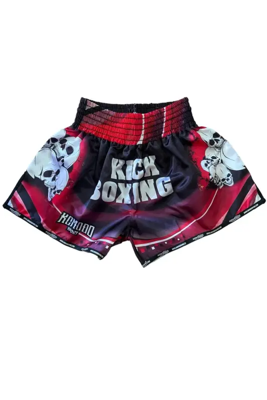 DIGITAL CUSTOM DESIGN KICKBOXING SHORTS - BLACK AND WHITE - 4