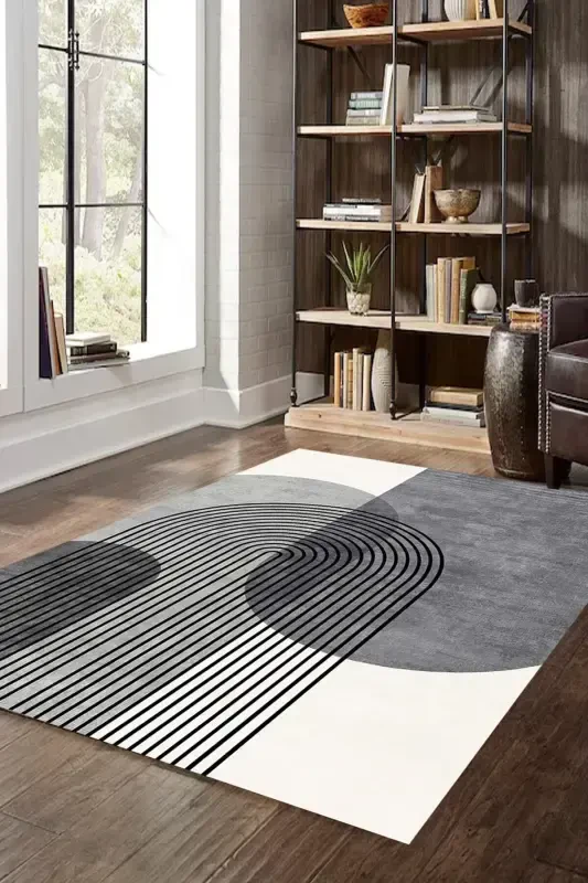 Digital Non-Slip Scandinavian Washable Black Gray Beige Living Room Rug Kitchen Rug Balcony Rug Runner - 1