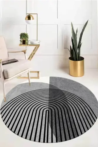 Digital Non-Slip Scandinavian Washable Black Grey Beige Living Room Carpet Kitchen Rug Balcony Runner Rug-Black - 1