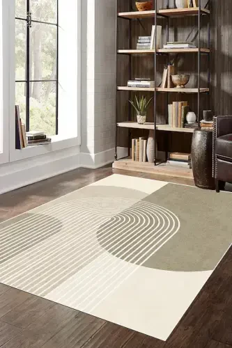 Digital Non-Slip Scandinavian Washable Mink Beige Living Room Rug Kitchen Rug Balcony Rug Runner-Mink - 1