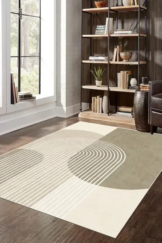 Digital Non-Slip Scandinavian Washable Mink Beige Living Room Rug Kitchen Rug Balcony Rug Runner-Mink - 1