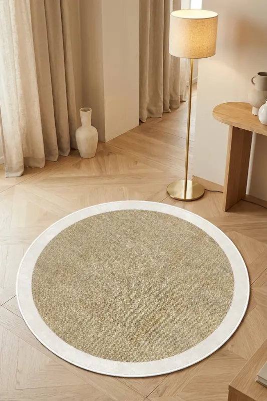 Digital Non-Slip Washable Beige Round Living Room Rug Kitchen Rug Balcony Rug Corridor Rug - 4