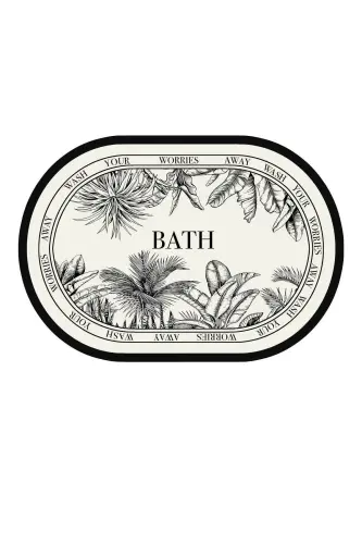 Digital Non-Slip Washable Black White Botanical Double Bath Mat Set Bathroom Rug Bathroom Decor - 3